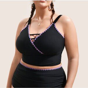 BloomChic Shell Stitch Hollow Out Warp Swim Top